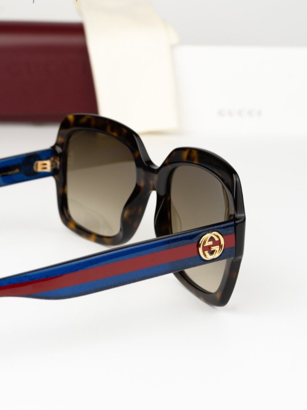 Gucci Women Sunglasses Havana Brown Gradient Square GG0036S 004 NEW AUTHENTIC - Picture 4 of 8